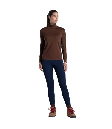 Womens/ladies Charadrion Merino Wool Long-sleeved T-shirt Dark Truffle Craghoppers