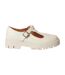 Womens/ladies Naevias T-bar Chunky Heel Mary Janes Beige Faith-3