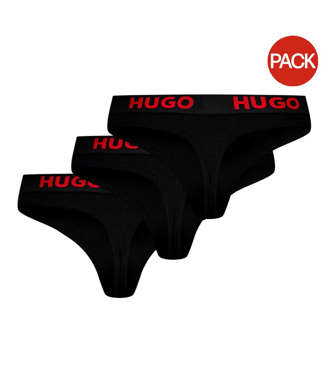 Lot De 3  Strings Motif/style Logo Femme Noir Hugo-2