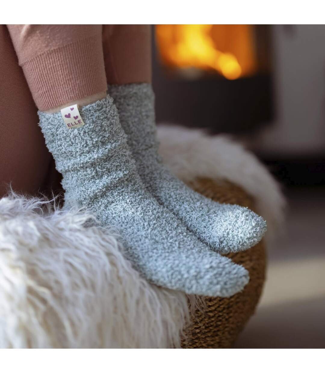2 Pack Ladies Two Tone Cosy Bed and Home Socks - Warm Soft Relaxing Comfort-5