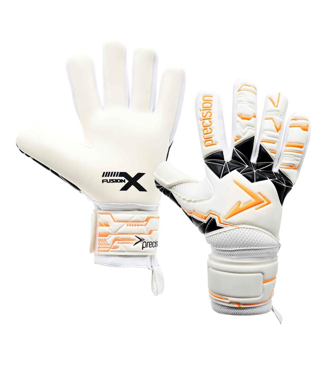 Gants de gardien de but fusion negative adulte blanc / orange fluo / noir Precision-1