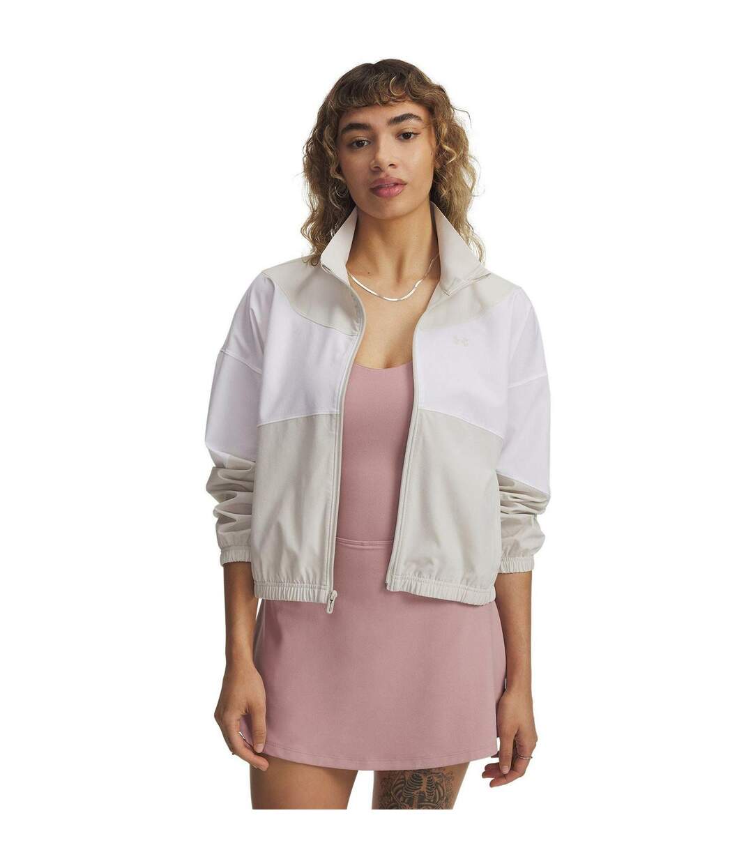 Womens/ladies Rival Woven Lightweight Relaxed Fit Jacket White Under Armour-1