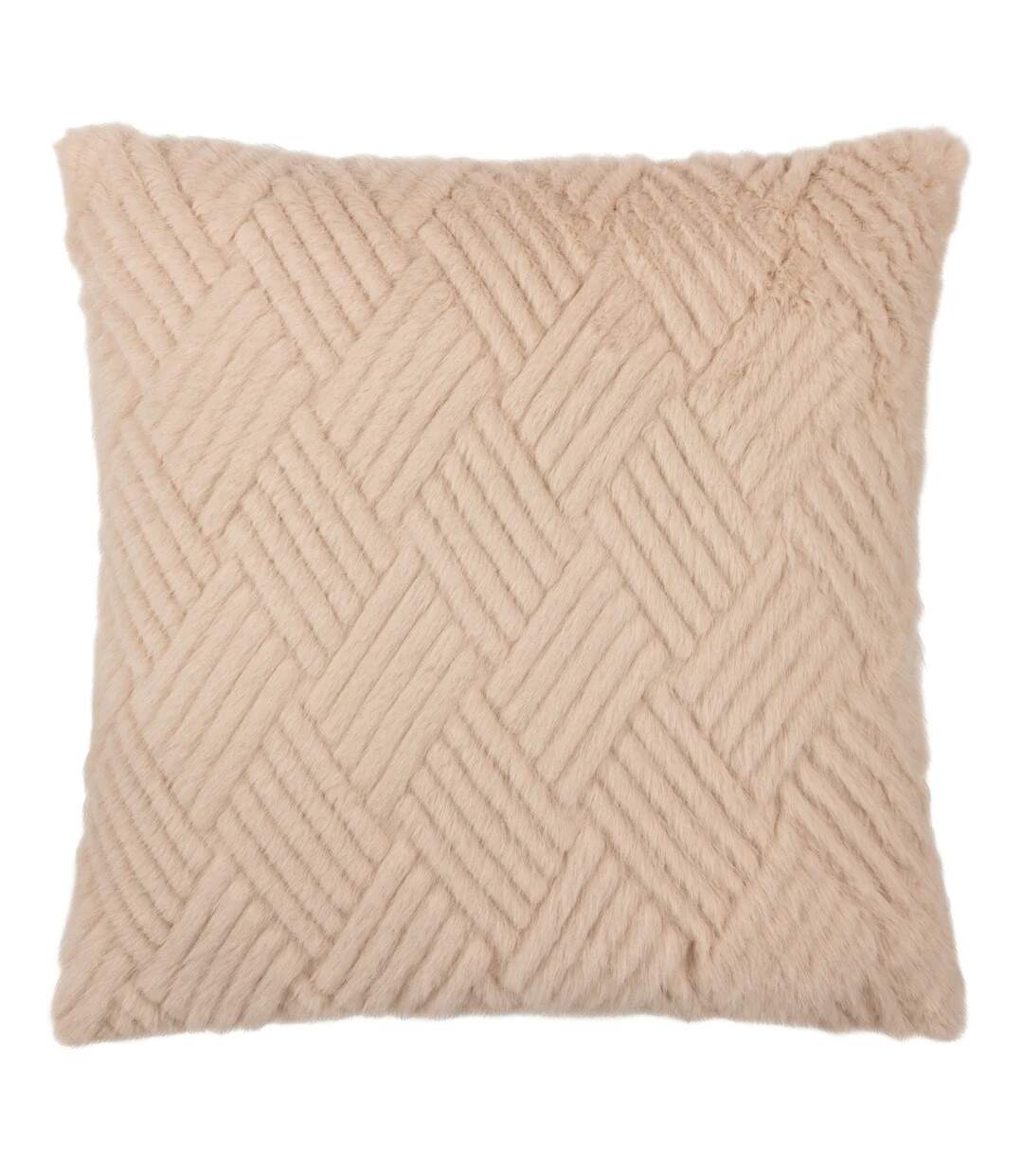 Sonnet faux fur cut cushion cover 45cm x 45cm cream Paoletti-1