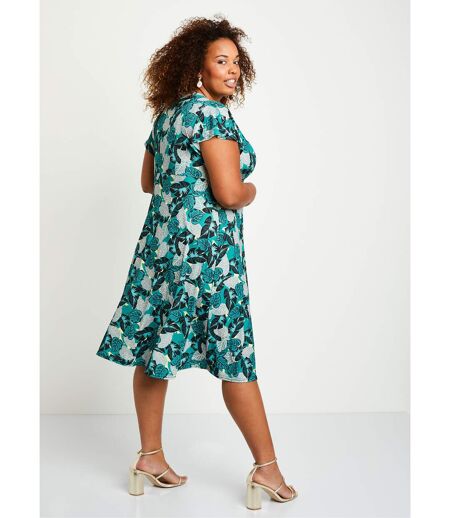 Robe courte cache-coeur motif végétal