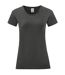 Womens/ladies iconic t-shirt light graphite Fruit of the Loom