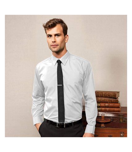 Premier Mens Long Sleeve Formal Plain Work Poplin Shirt (White) - UTRW1081