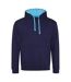 Sweat À Capuche Varsity Adulte Bleu Marine Oxford Bleu Hawaïen Awdis-1