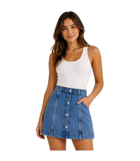 Womens/ladies Refibra Minimalist Denim Mini Skirt Mid Blue Timberland
