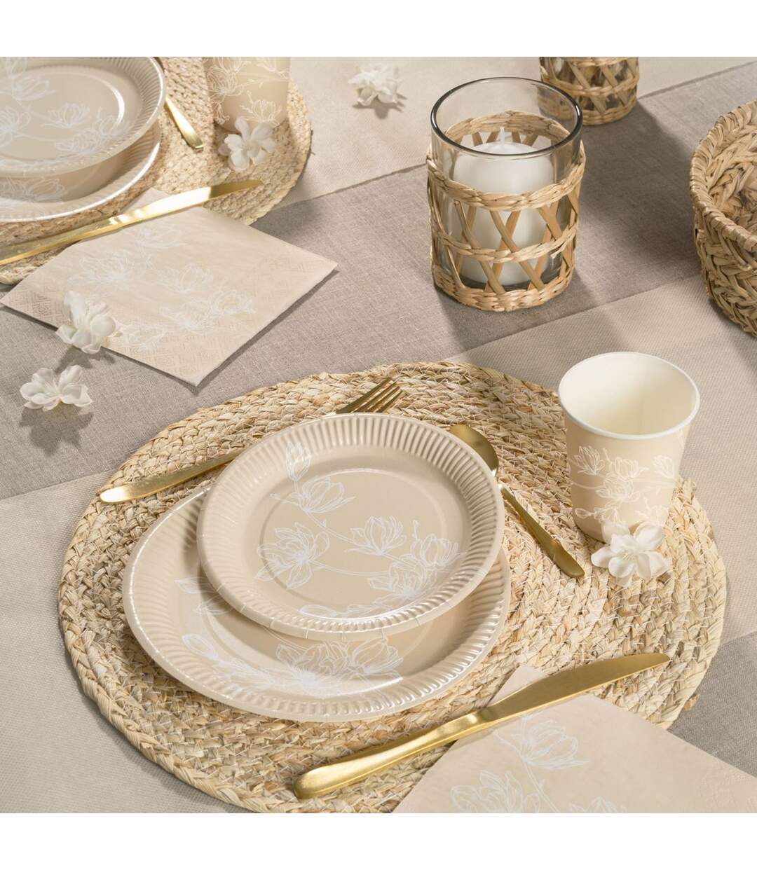 Lot de 10 Assiettes en Carton Cerisier 23cm Lin-2