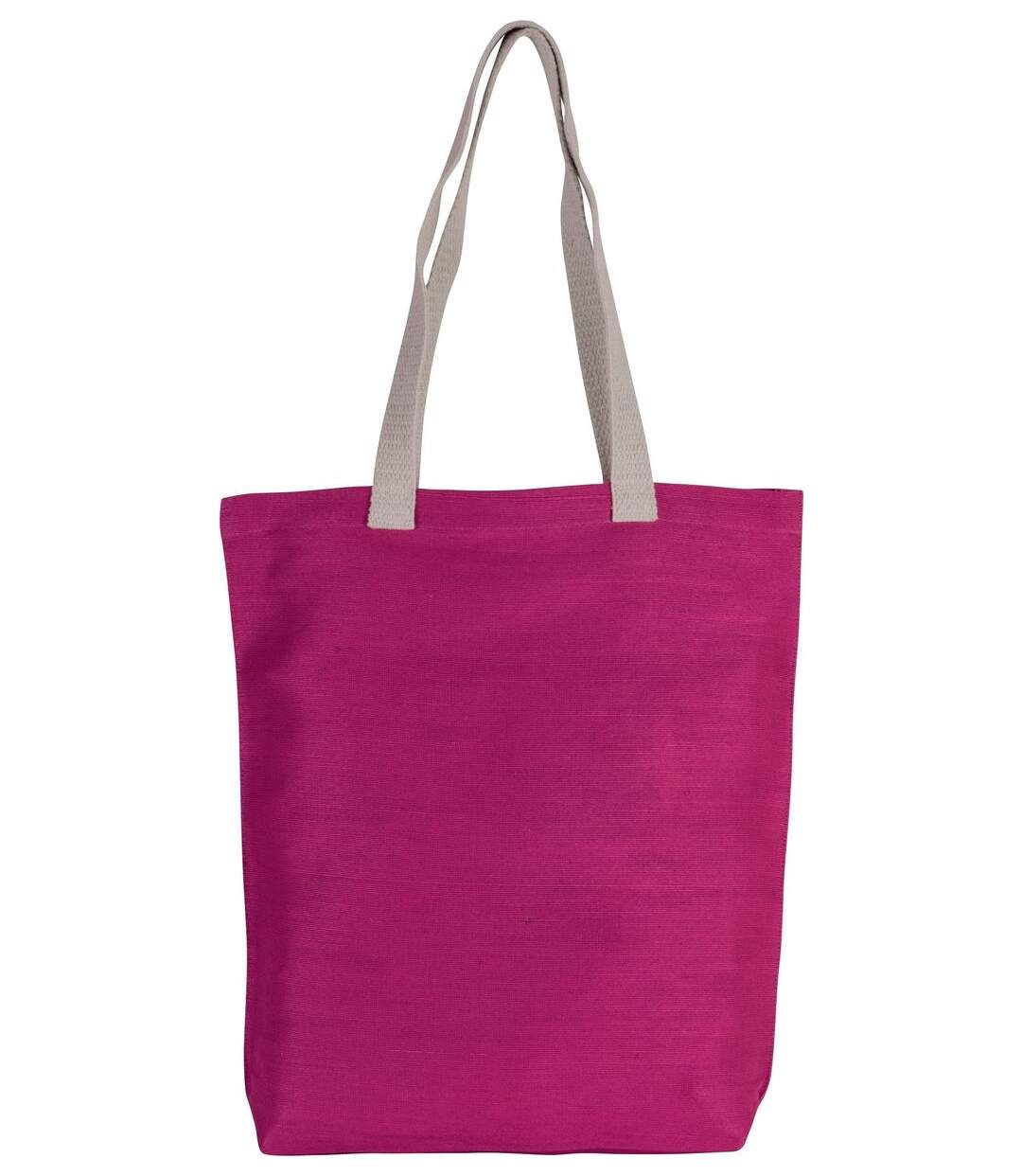 sac shopping en toile de jute - KI0229 - rose fuchsia-1