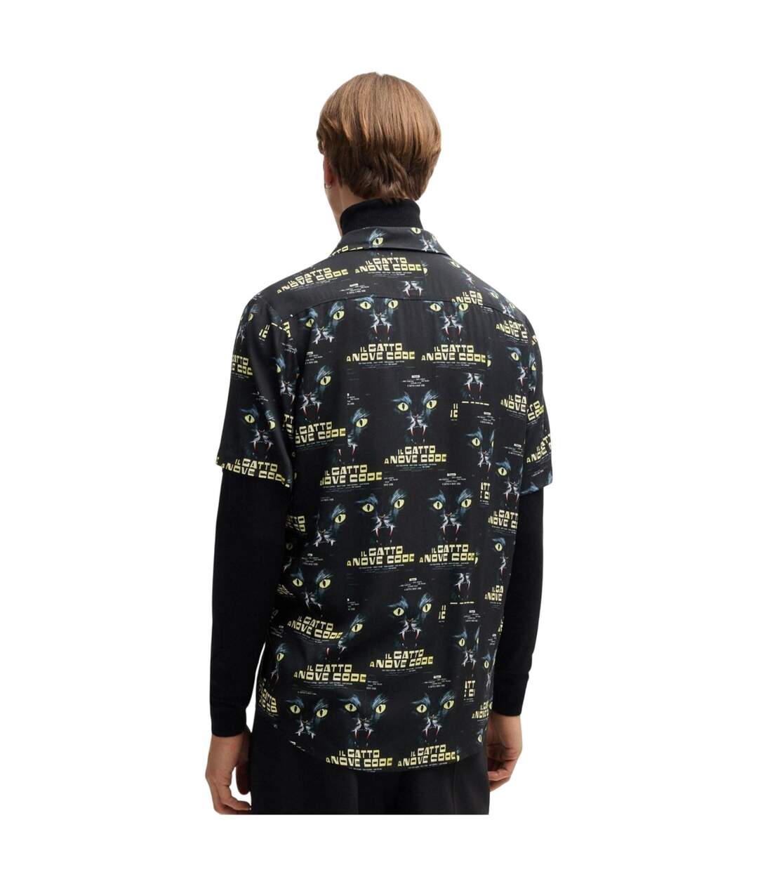 Chemise Années 70 Style Imprimé Graphique Ellino Homme Noir Hugo-3