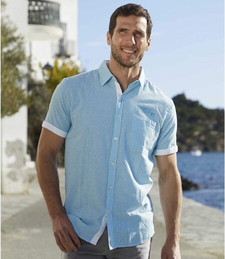 Men's Ocean Blue Striped Shirt
