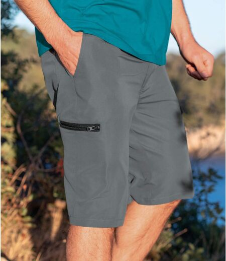 Men's Grey Microfibre Cropped Trousers 