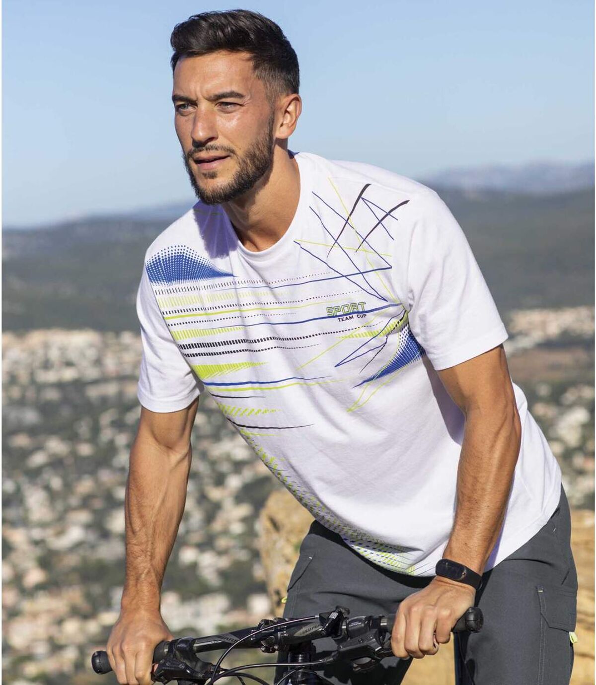 3 darabos, grafikus mintájú Sport póló szett Atlas For Men