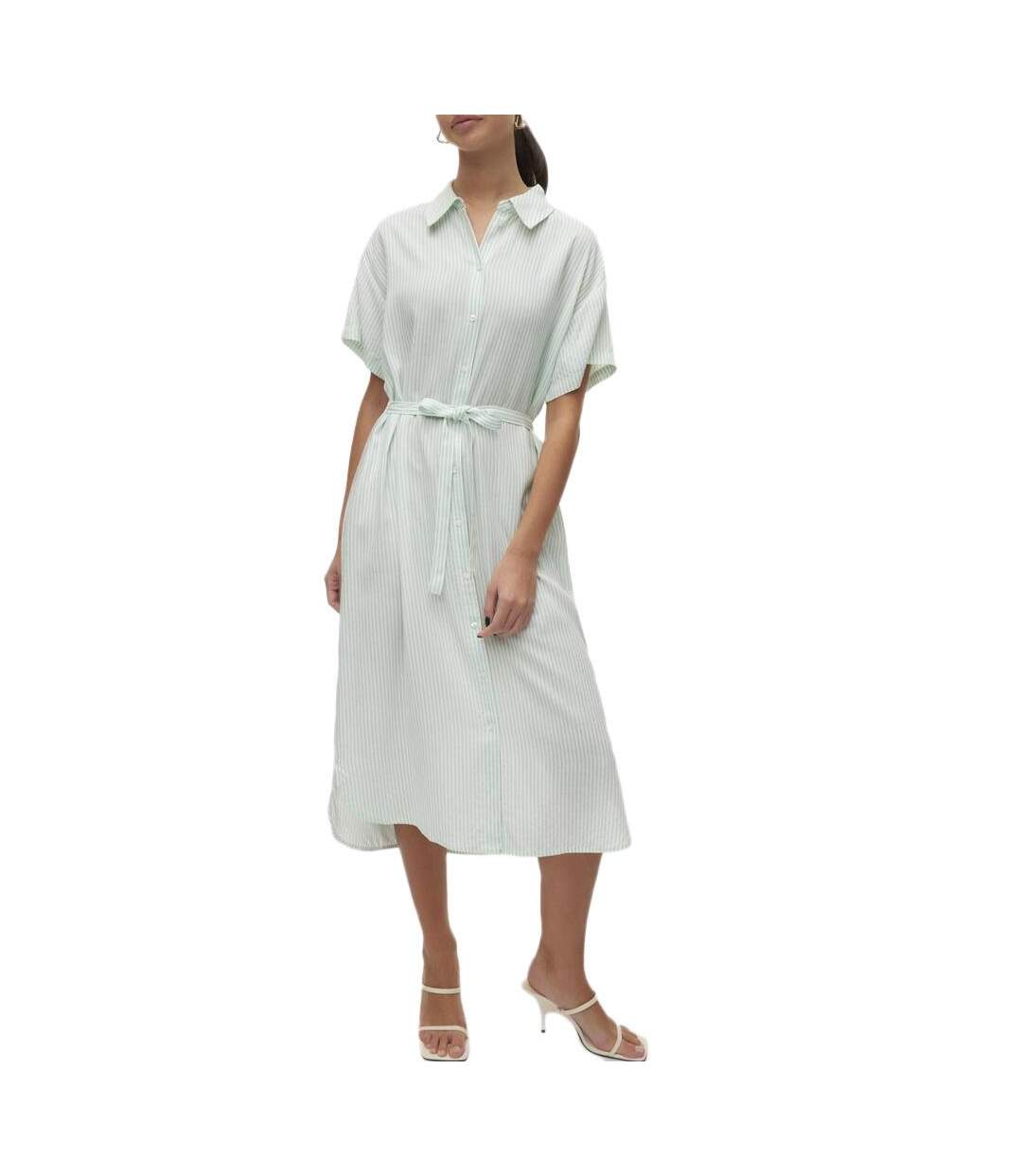 Robe verte à rayures femme vero moda bumpy-1