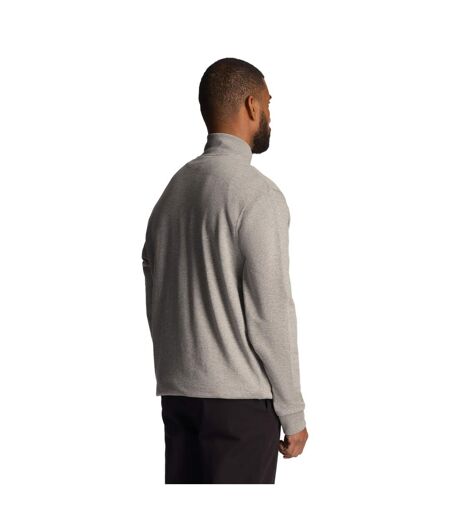 Mens loopback quarter zip sweatshirt mid grey marl Lyle & Scott