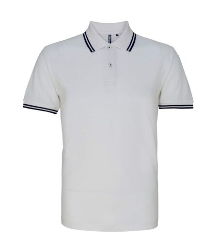 Asquith & Fox Mens Classic Fit Tipped Polo Shirt (White/ Navy)