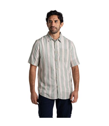 Mens Argino Stripe Short-sleeved Shirt Lichen Green Craghoppers