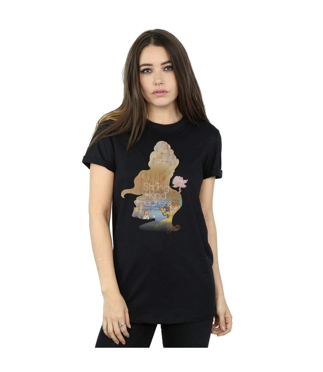 Disney Princess - T-shirt BELLE FILLED SILHOUETTE - Femme (Noir) - UTBI42569-2