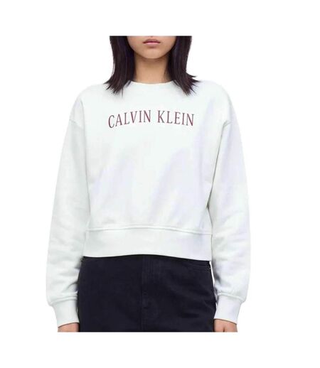 Sweat blanc femme calvin klein jeans ls cropped