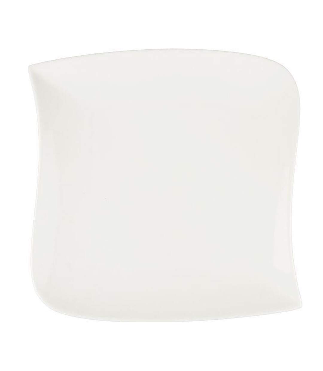 Lot de 6 Assiettes à Dessert Carrées Vague 22cm Blanc-1