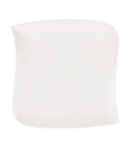 Lot de 6 Assiettes à Dessert Carrées Vague 22cm Blanc