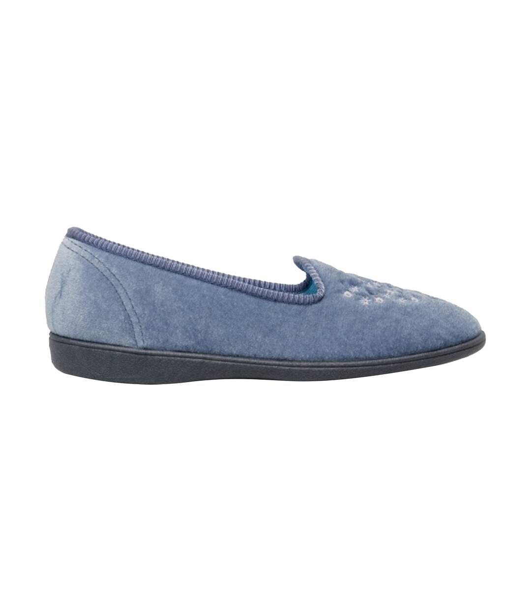 Sleepers Womens/Ladies Nieta Plain Embroidered Slippers (Blueberry) - UTDF524-2