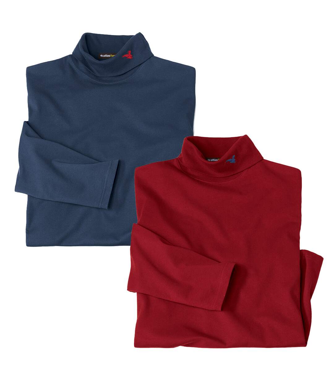 Pack of 3 Men's Turtle Neck Tops - Burgundy Ecru Navy-1