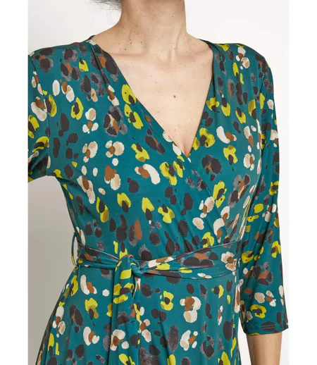 Robe imprimée cache-c¿ur taille ceinturée