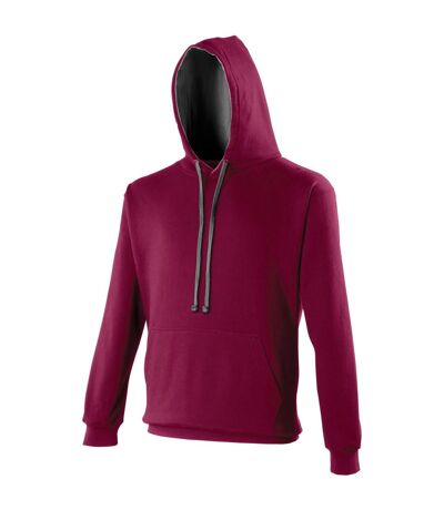 Awdis Varsity Hooded Sweatshirt / Hoodie (Burgundy/Charcoal) - UTRW165