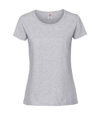 Womens/ladies Iconic Ringspun Cotton T-shirt Heather Grey Fruit Of The Loom