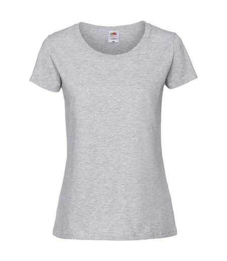 Womens/ladies Iconic Ringspun Cotton T-shirt Heather Grey Fruit Of The Loom