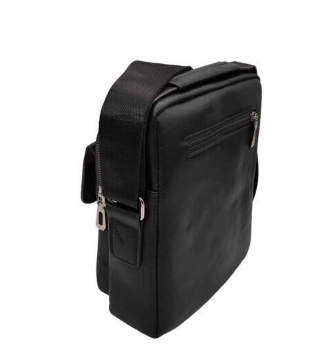 Sacoche bandoulière homme en PVC vieilli -  Compacte, réglable, noire