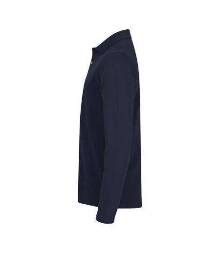 Mens Premium Stretch Long-sleeved Polo Shirt Navy Clique