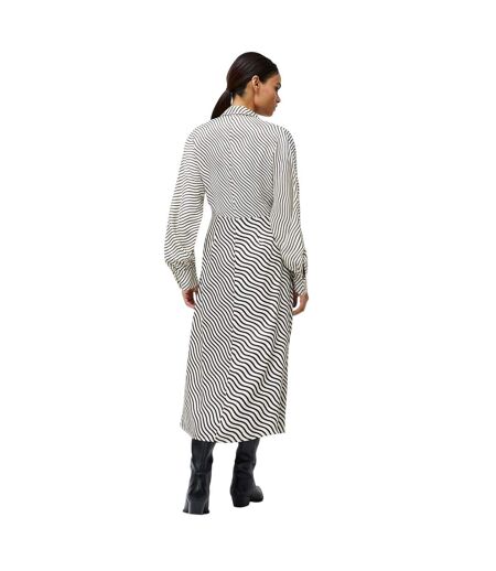Robe Mi-longue Motif/style À Rayures Candice Femme Noir Crème French Connection
