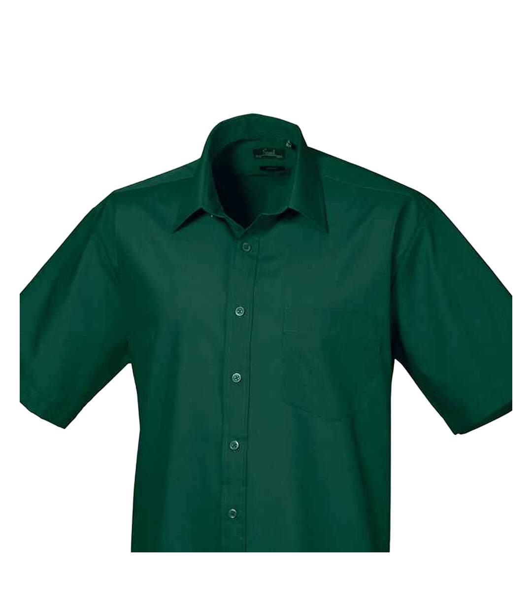Mens Short Sleeve Poplin Shirt Bottle Green Premier-2