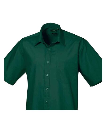 Mens Short Sleeve Poplin Shirt Bottle Green Premier