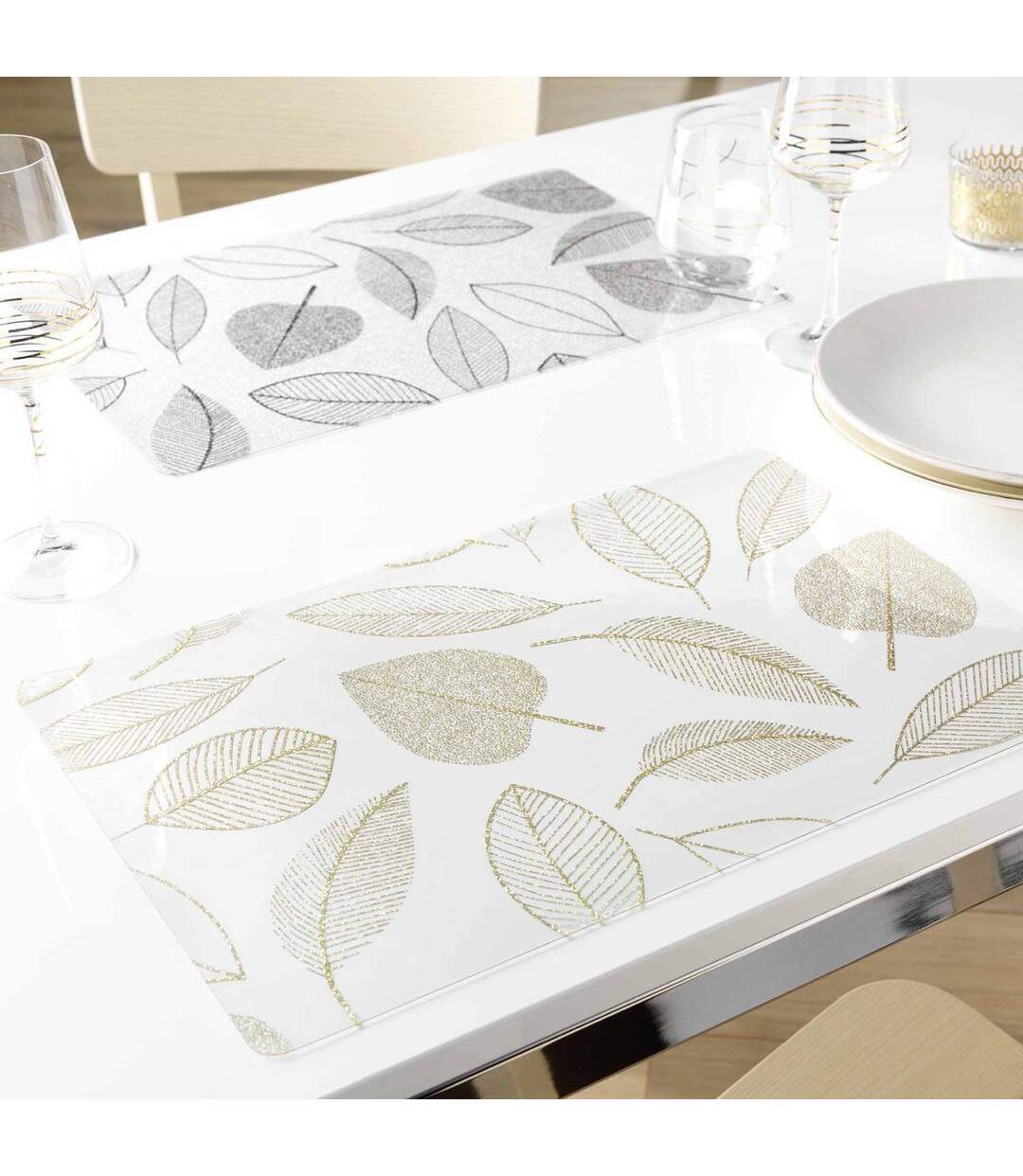 Set de Table Imprimé Feuillette 30x45cm Or-3
