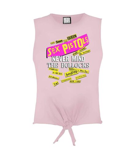 Amplified Womens/Ladies Nevermind Stickies Sex Pistols Sleeveless Crop Top (Pink) - UTGD1764