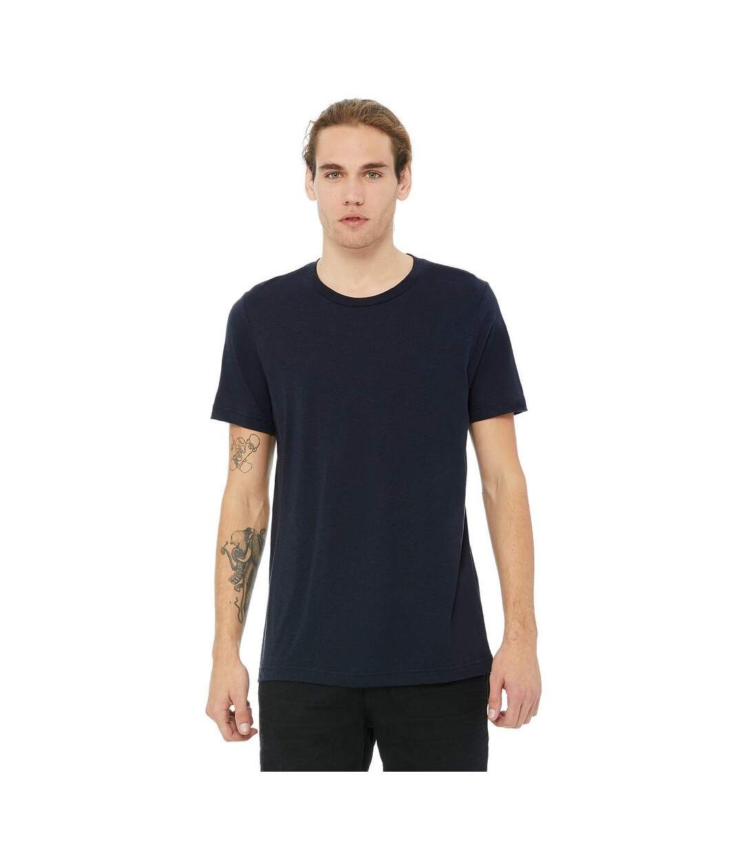 Canvas Mens Triblend Crew Neck Plain Short Sleeve T-Shirt (Solid Navy Triblend) - UTBC2596