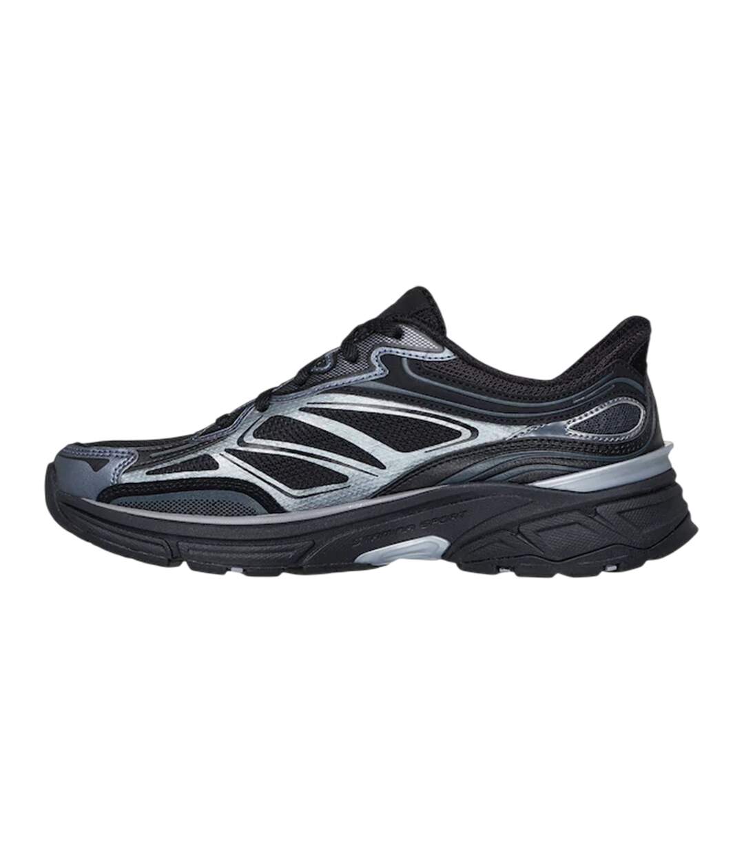 Mens Mesh Metallic Insert Trainers Black Silver Skechers-2