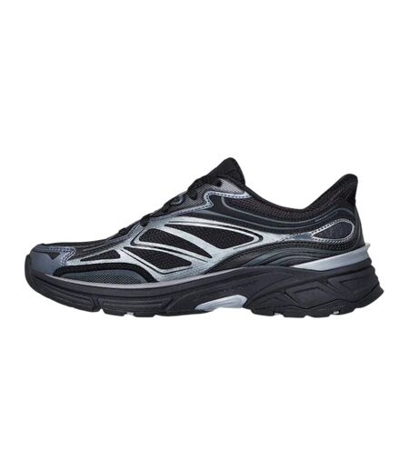 Mens Mesh Metallic Insert Trainers Black Silver Skechers