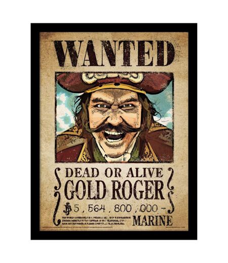 One Piece Live Action Wanted Poster Gold Roger Framed Poster (Brown/Black/Maroon) (40cm x 30cm) - UTPM7535