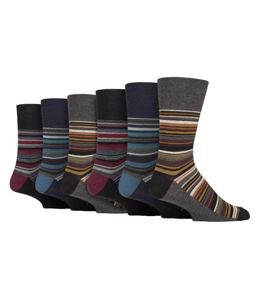 6 Pairs Mens Cotton Socks | Patterned Soft Non-Binding Everyday Socks-1