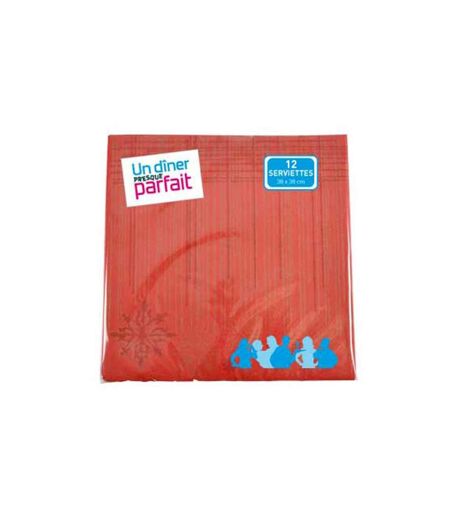 Lot de 12 Serviettes Effet Tissu Flocons 40x40cm Rouge