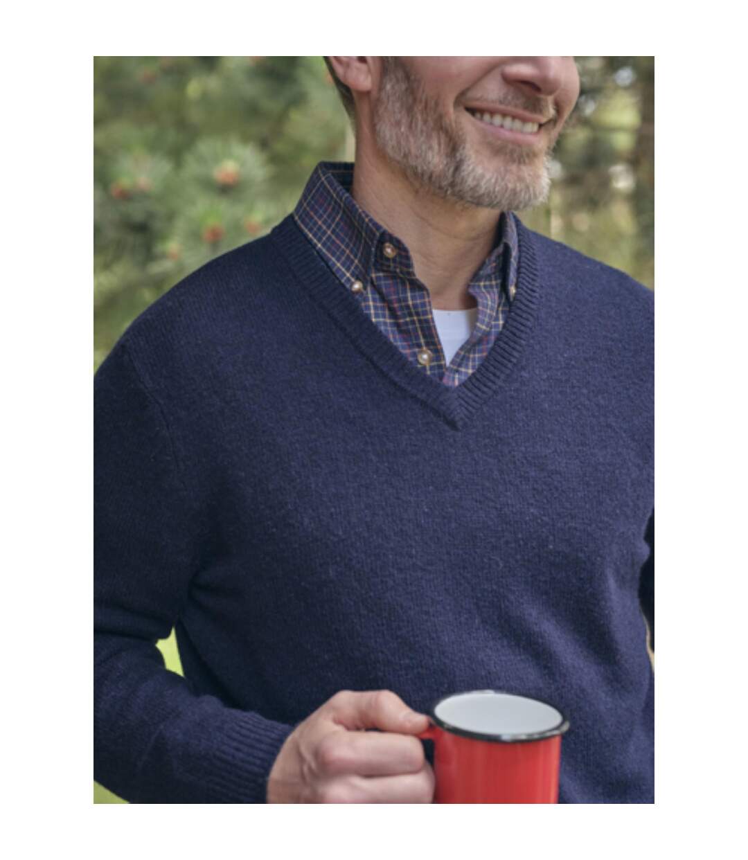 Mens Lambswool V Neck Jumper Navy WoolOvers-3