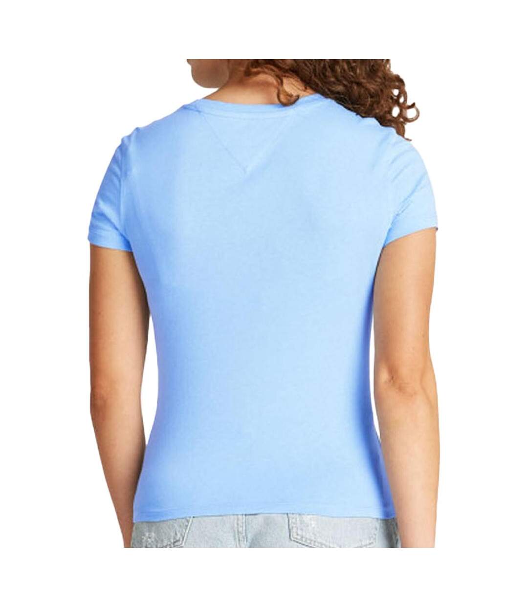 T-shirt bleu/blanc femme tommy hilfiger essential - l-2