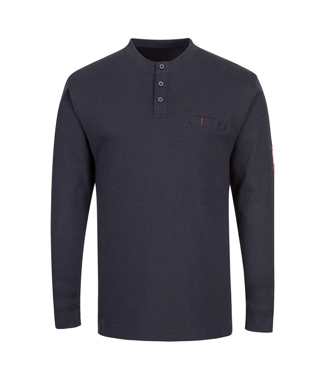 Mens flame resistant henley t-shirt navy Portwest-1