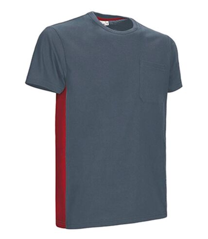 T-shirt bicolore - Unisexe - réf THUNDER - gris ciment et rouge