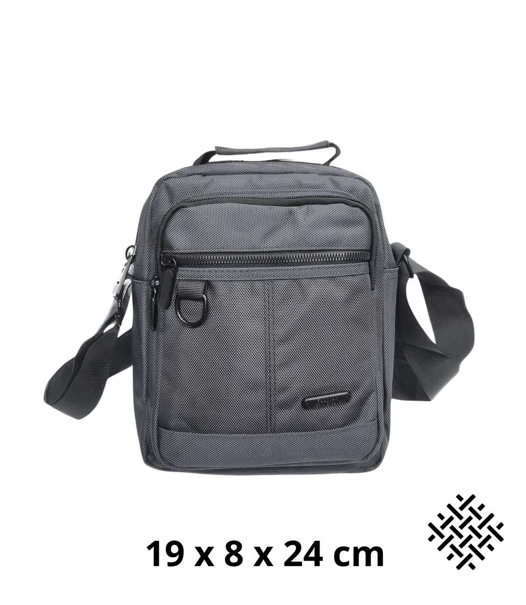 Sacoche Pratique Multi-Poches pour Homme - Style Moderne en Synthétique Gris-1